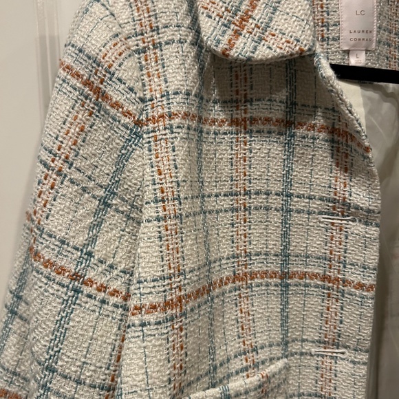 Lauren Conrad LC Cropped Tweed Jacket Plaid Button Front - Picture 4 of 8